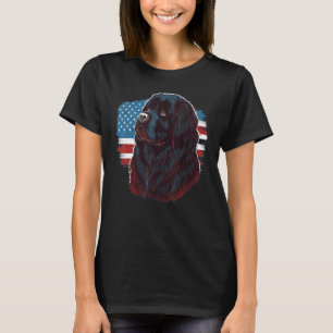 T-shirt États-Unis 4 juillet Chien de Terre-Neuve sur l'Am