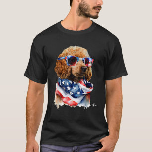 T-shirt États-Unis 4 juillet Patrotic Funny mignon Poodle
