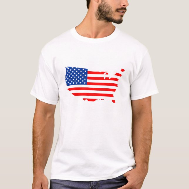 T-shirt etats-unis amérique pays drapeau forme étiquette (Devant)