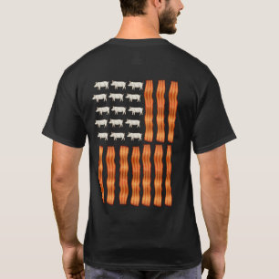 T-shirt États-Unis Bacon Drapeau de porc Vintage