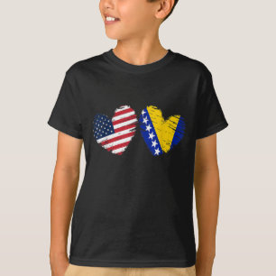 T-shirt États-Unis Bosnie-Herzégovine Drapeau Coeur bosnia