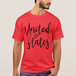 T-shirt États-Unis Cœur de femme amour USA