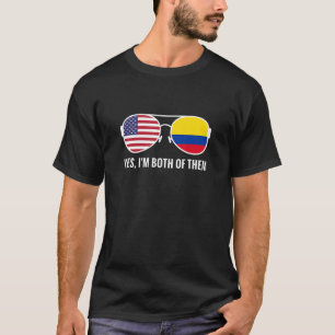 T-shirt États-Unis Colombie Lunettes de soleil drapeau Col