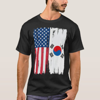 T-shirt États-Unis Corée du Sud Semi-américain Drapeau Rac