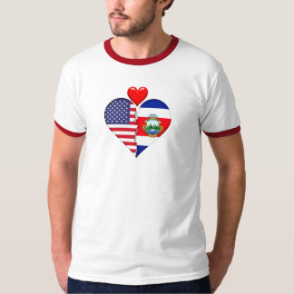T-shirt États-Unis Costa Rica Drapeaux cœur Patrimoine his