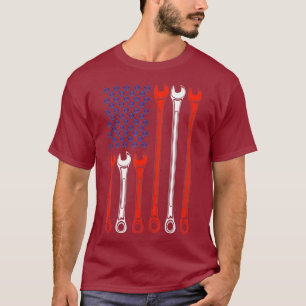 T-shirt États-Unis Diesel Mechanic Drapeau des outils Amer