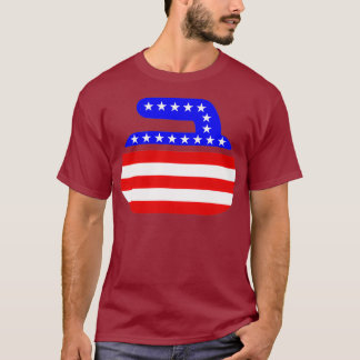 T-shirt États-Unis Drapeau Curling Pierre Patriotique Curl