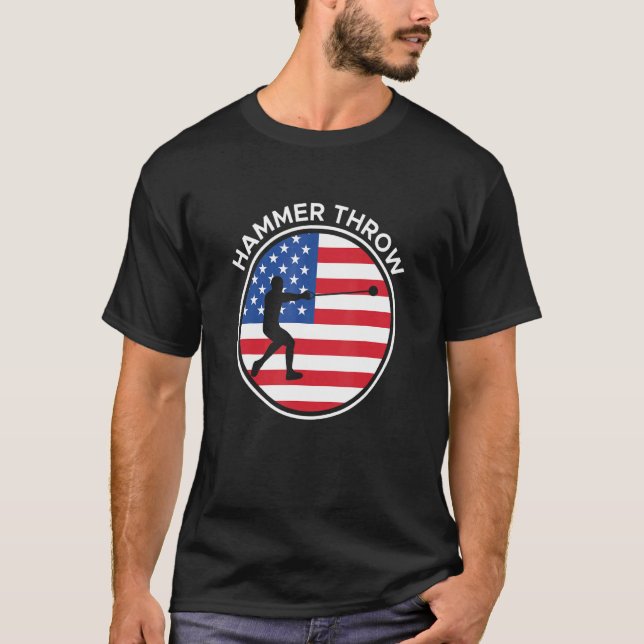 T-shirt États-Unis Drapeau Marteau lance-marteau lance-fla (Devant)