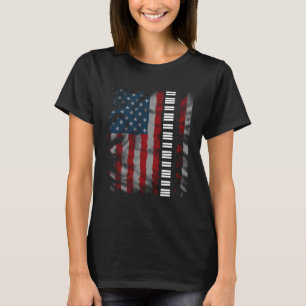 T-shirt États-Unis Drapeau Piano Clavier Pianiste Musique