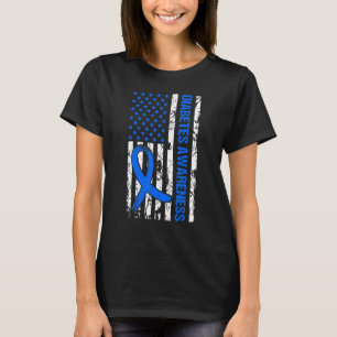 T-shirt États-Unis Drapeau Sensibilisation au diabète T1D 