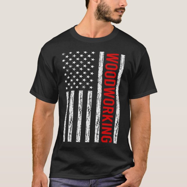 T-shirt États-Unis Drapeau Woodworking (Devant)