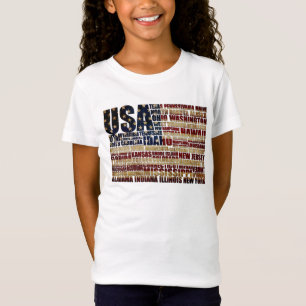 T-Shirt États-Unis et leurs États fédéraux en étoiles et r