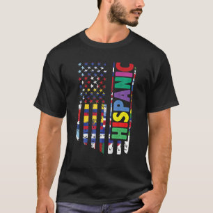 T-shirt États-Unis Et Pays D'Amérique Latine Drapeau Hispa