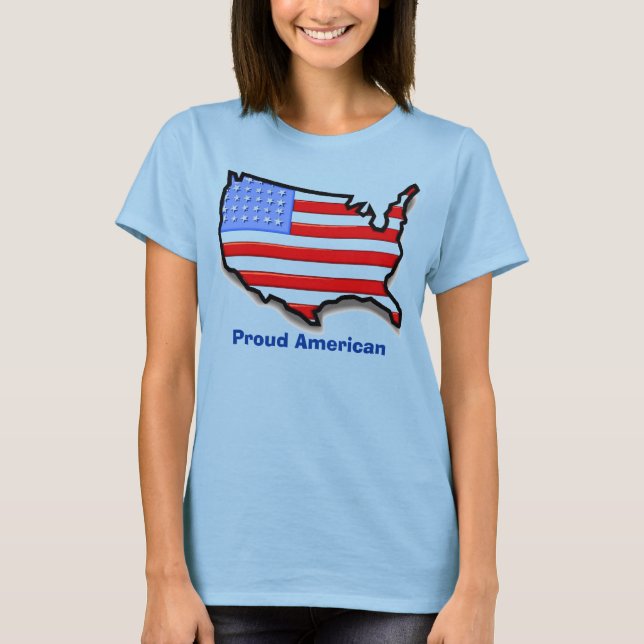 T-shirt États-Unis, fière Américaine (Devant)