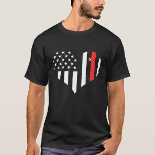 T-shirt États-Unis Flag Heart Firefight Red Line Fireman G