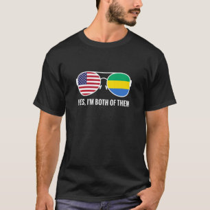 T-shirt États-Unis Gabon Drapeau Lunettes de soleil Gabona