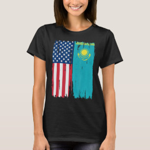 T-shirt Etats-Unis Kazakhstan Semi-américain Drapeau Racin