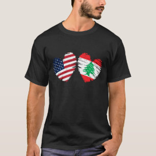 T-shirt États-Unis Liban Drapeau Coeur Valentines Jour Lib