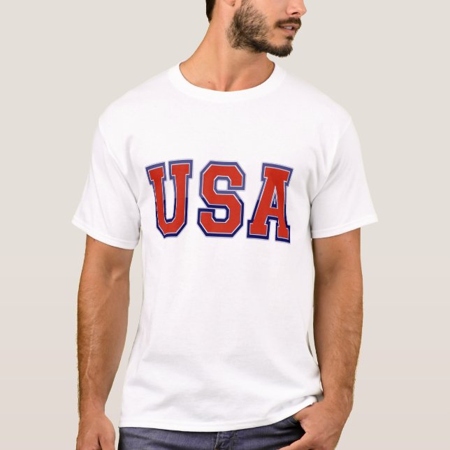 T-shirt États-Unis patriotiques en rouge blanc et bleu (Devant)