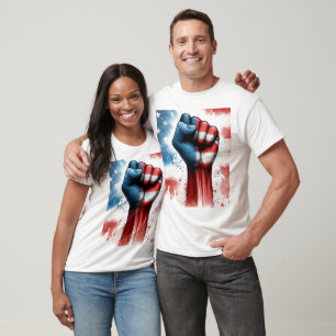 T-shirt Etats-Unis Poing avec Arrière - plan du drapeau