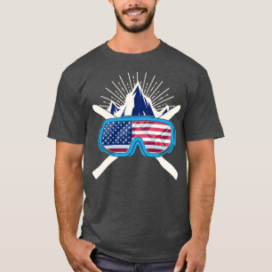 T-shirt Etats-Unis Ski Amérique Drapeau américain Patrioti