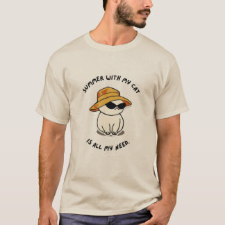T-shirt été avec mon chat tout mon besoin