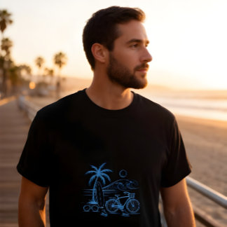 T-shirt Été côtier californien -bleu-