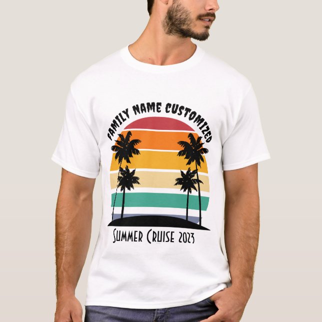 T-shirt été customisé Summer Sunset Beach Palm (Devant)
