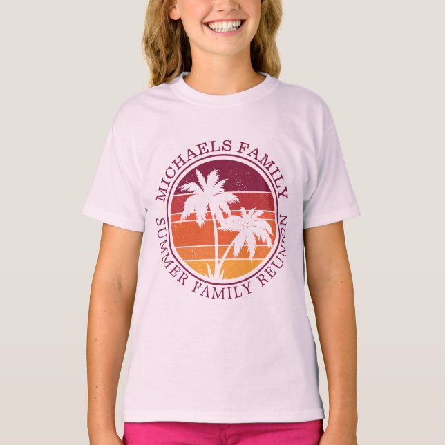 T-shirt Été Famille Vacances Coucher de soleil Palm Tree m (Devant)