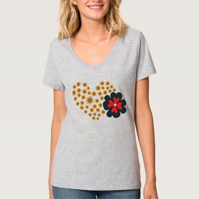 T-shirt Été Femme Daisy Flower Heart (Devant)