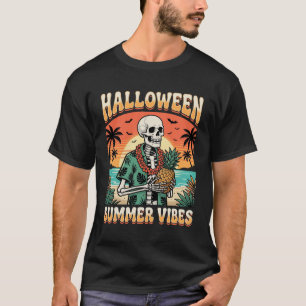 T-shirt Été Halloween Vibes Tropical Squelette Plage