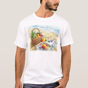 T-shirt Eté Plage Pique-nique Aquarelle Illustration - Vib