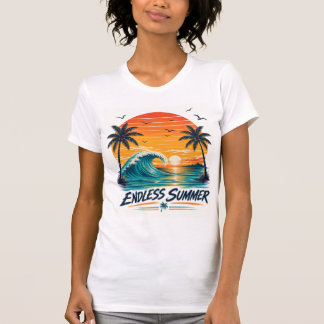 T-shirt Été sans fin | Coucher de soleil tropical rétro su