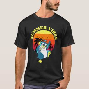 T-shirt Été Vibes Penguin Rétro Summers Amusant Penguin Be