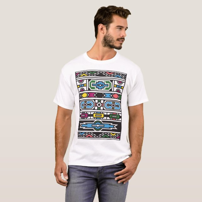 T-shirt ETH001 - Motif de Chambre de Ndebele (Devant entier)