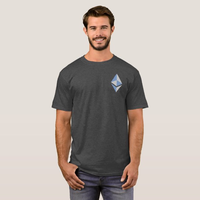 T-shirt Ethereum chemise grise et bleue d'ETH du logo | (Devant entier)