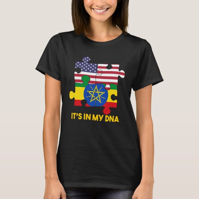 T-shirt Ethiopia Ethiopians Africa Flag Proud DNA American (Devant)