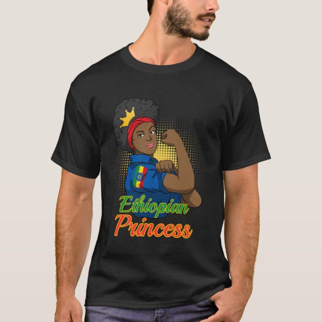 T-shirt Ethiopie Ethiopiennes Drapeau Fière Amour Princess (Devant)