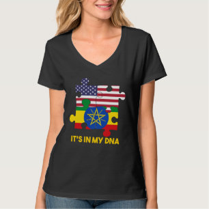 T-shirt Éthiopie Éthiopiens Afrique Drapeau Fier ADN Améri