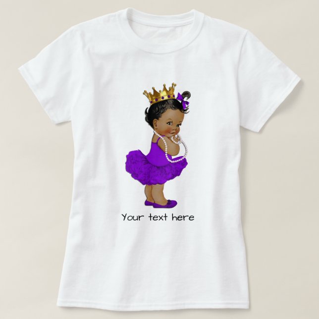 T-shirt Ethnic Purple Tutu Ballerina Baby Princess Pearls (Design devant)