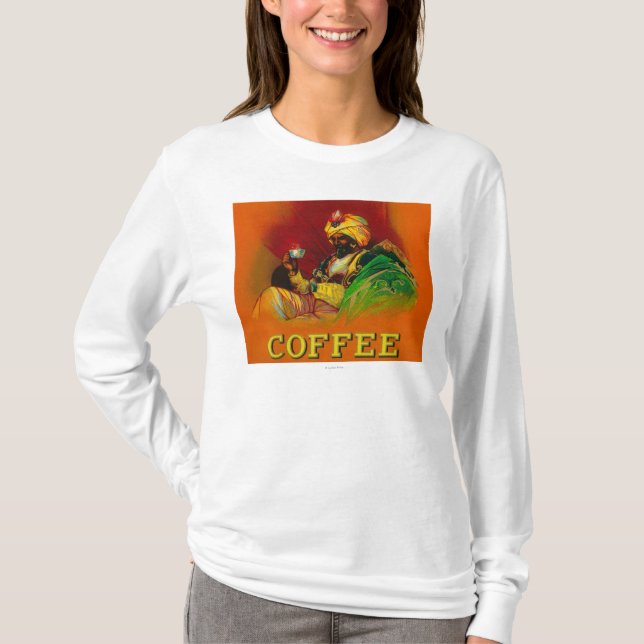 T-shirt Étiquette arabe de café d'homme (Devant)