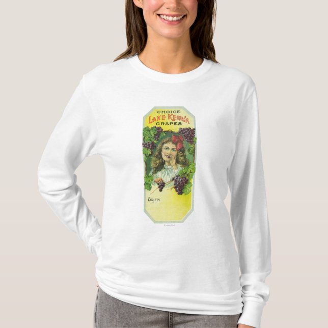 T-shirt Étiquette bien choisi de raisins de Keuka de lac (Devant)