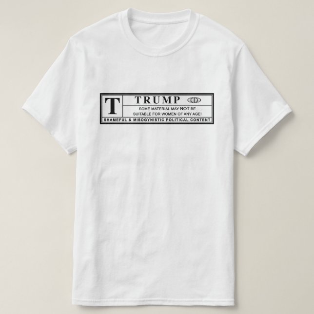 T-shirt Étiquette d'avertissement Femmes contre Trump (Design devant)