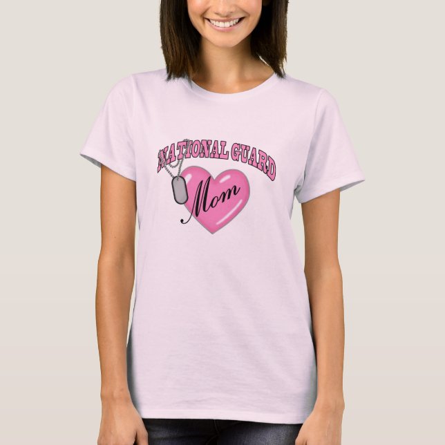 T-shirt Étiquette de chien du coeur N de maman de garde (Devant)