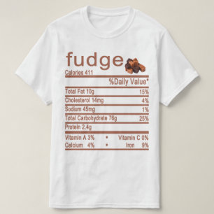 T-shirt étiquette de la valeur nutritive du fudge