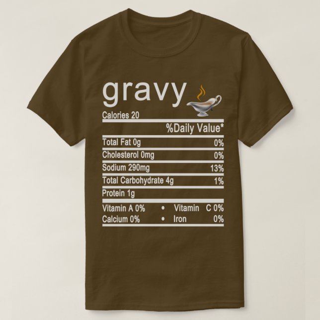 T-shirt étiquette de la valeur nutritive gravée (Design devant)