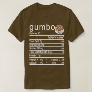 T-shirt étiquette de la valeur nutritive gumbo