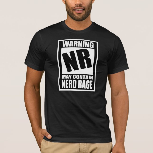 T-shirt Étiquette de mise en garde nerd de rage (Devant)