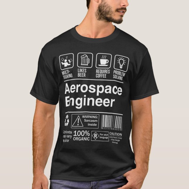 T-shirt Étiquette de produit de l'ingénieur aérospatial (Devant)