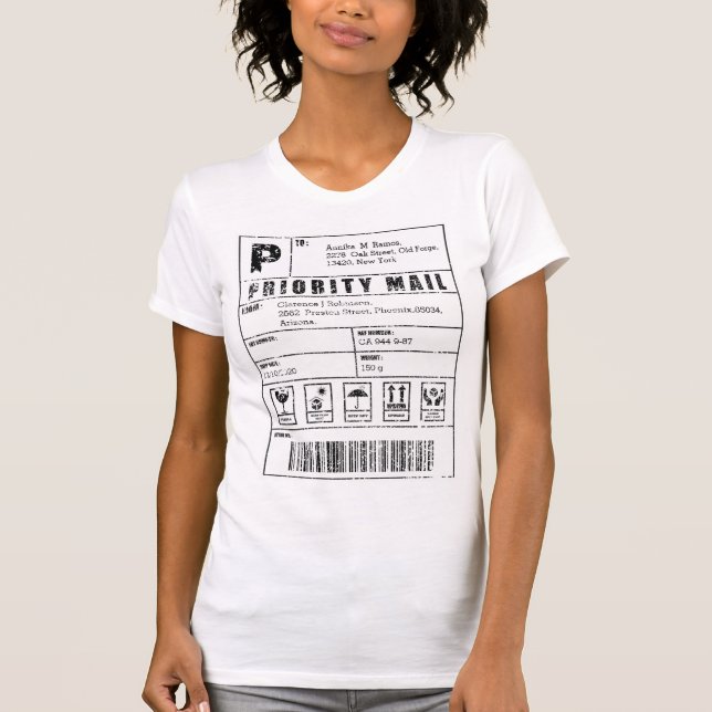 T-shirt Étiquette d'expédition Vintage (personnalisation) (Devant)